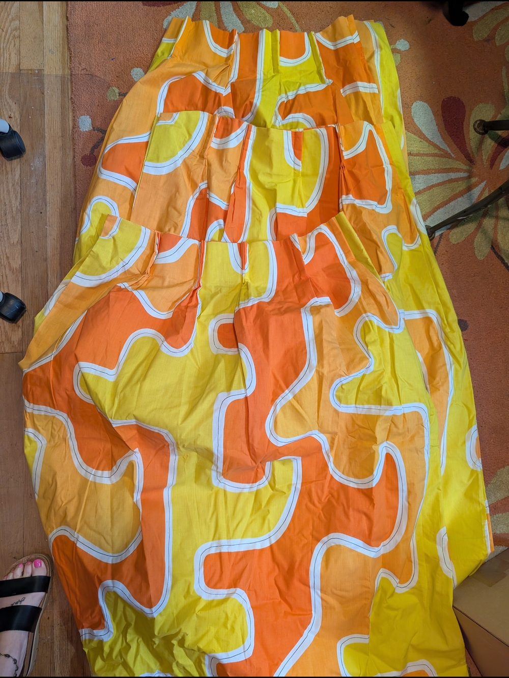 Bright Retro Orange & Yellow Maxi Curtains